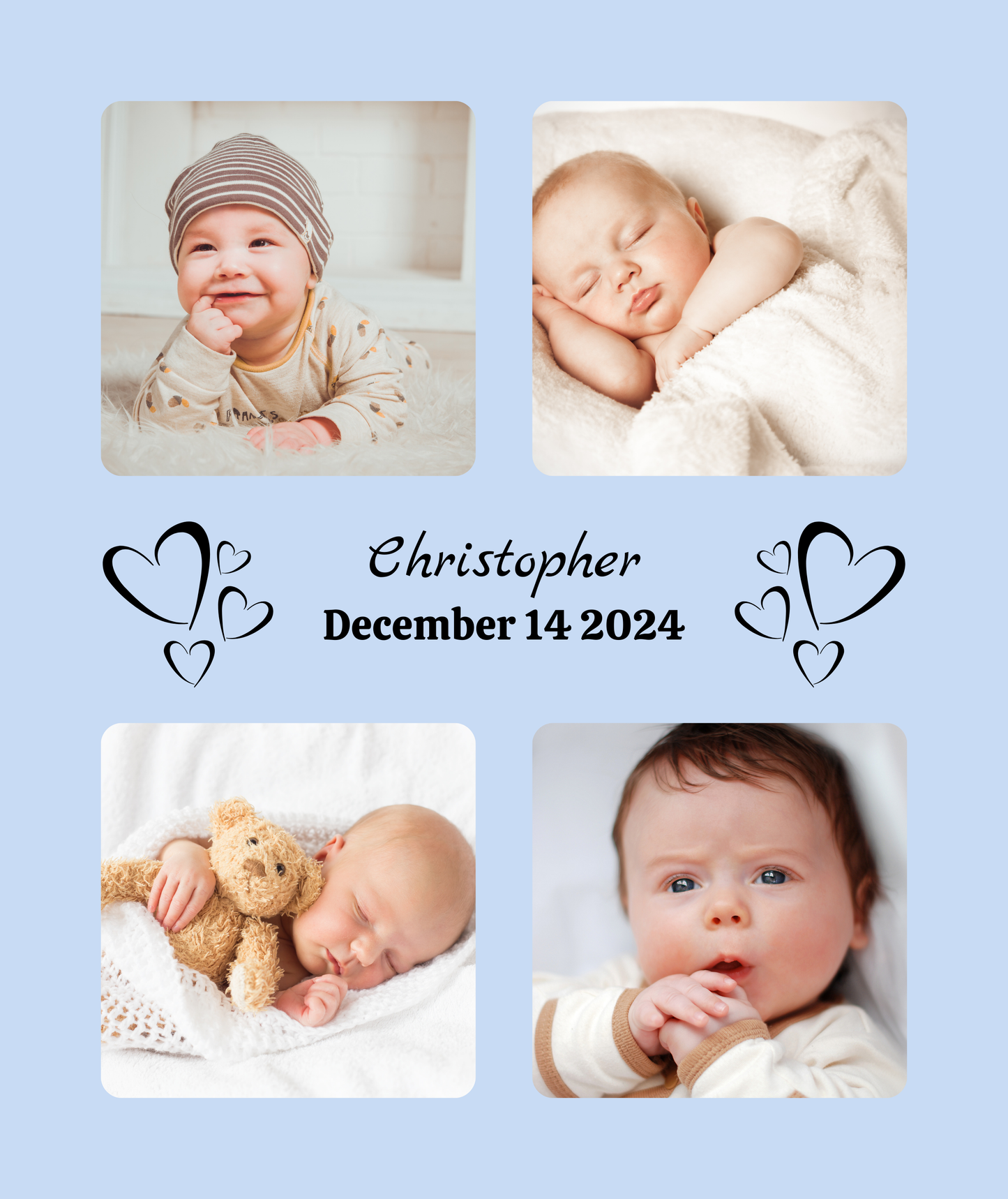 Personalized 4 Photo memory Blanket With Text - Artic Fleece