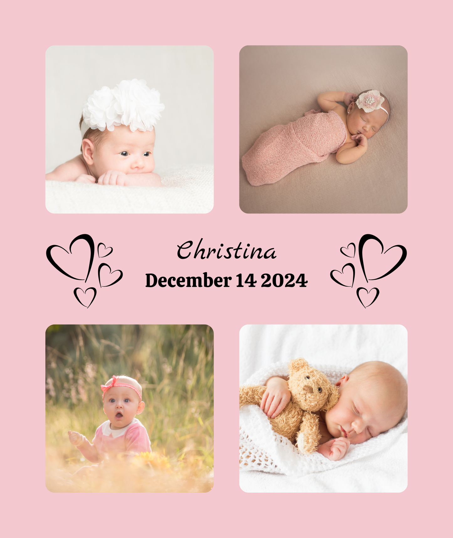 Personalized 4 Photo memory Blanket With Text - Artic Fleece