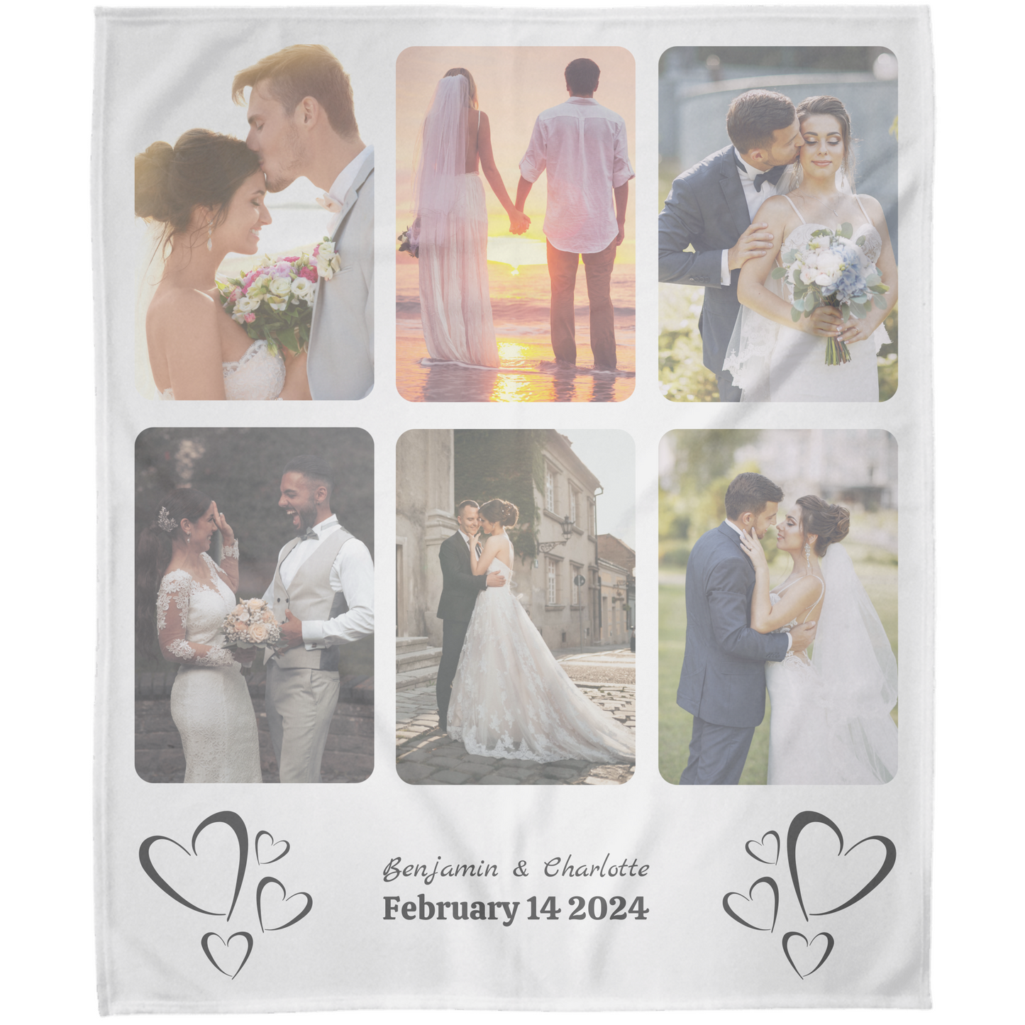 Personalized 6 Photo Memory Blanket With Text - Artic Fleece