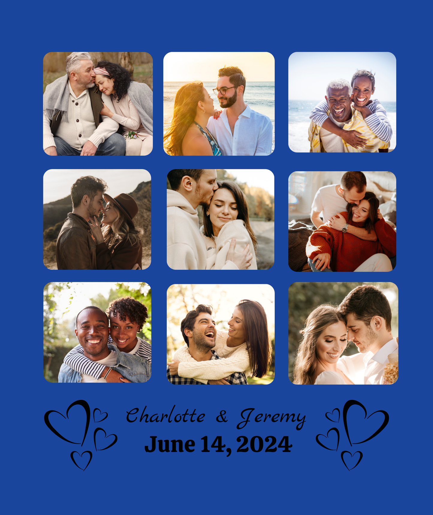 Personalized 9 Photo Memory Blanket With Text -  Premium Fluffy Sherpa Back