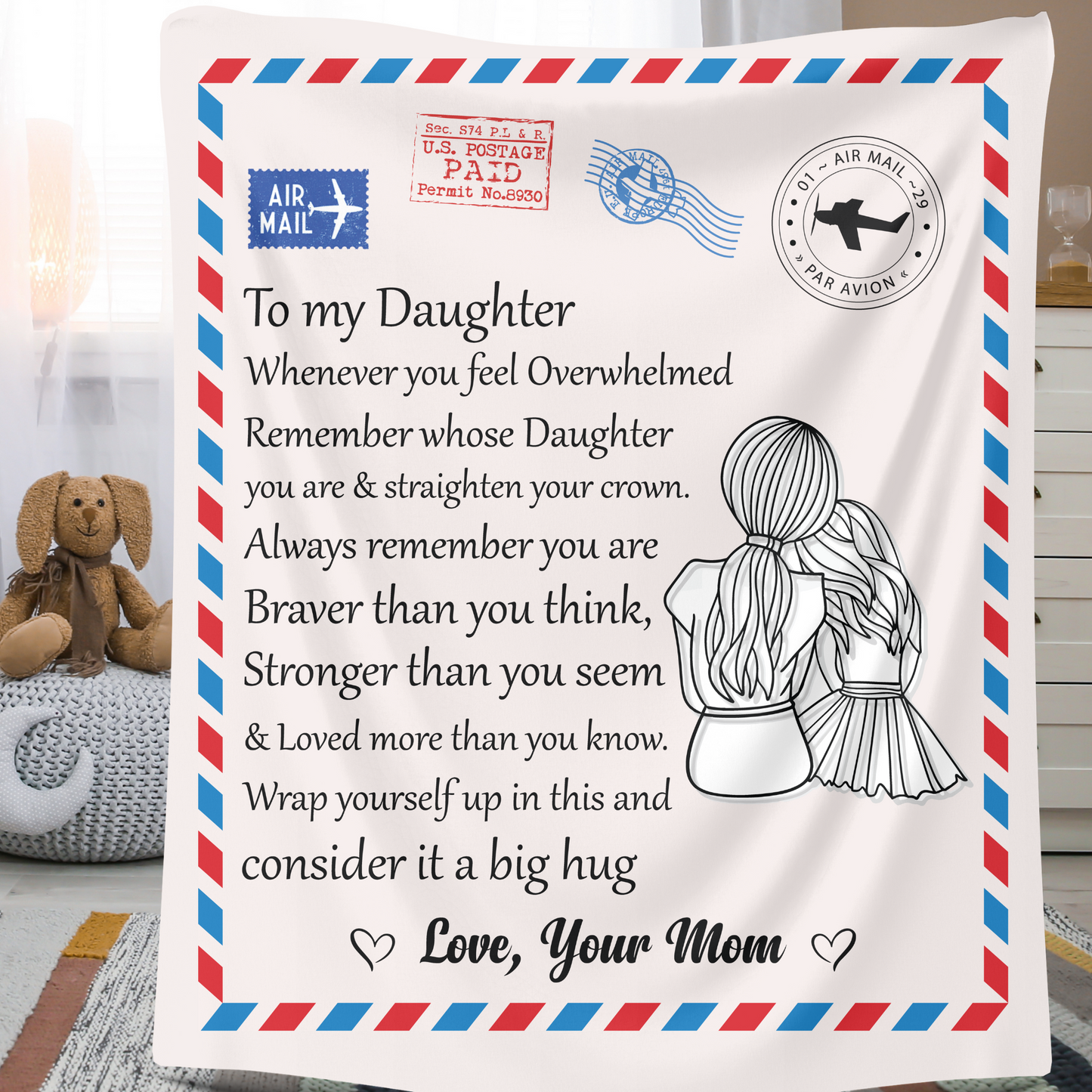 To My Daughter Airmail Blanket