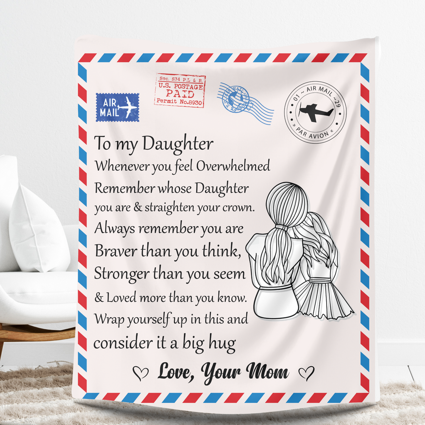 To My Daughter Airmail Blanket