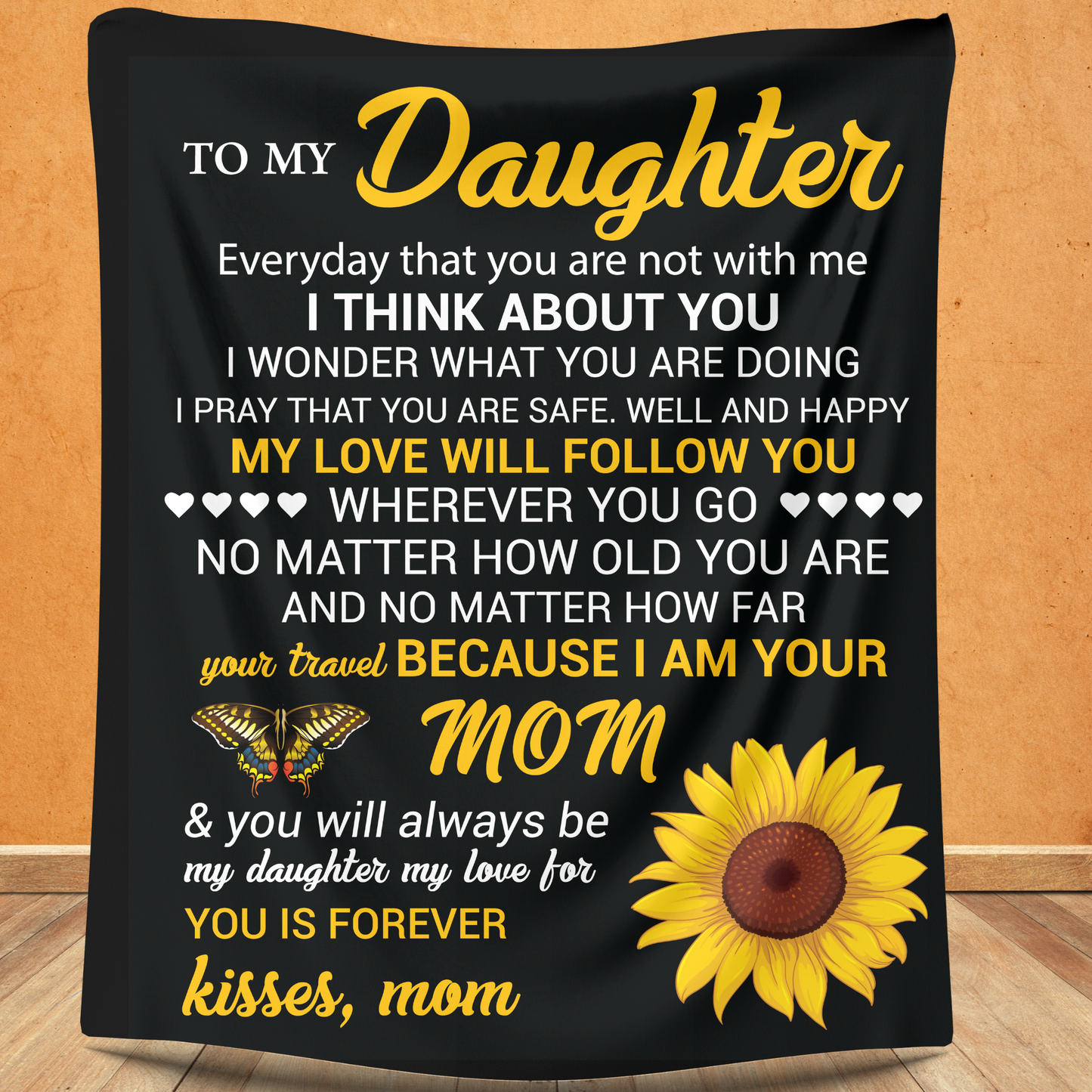 To my daughter from mom black sunflower