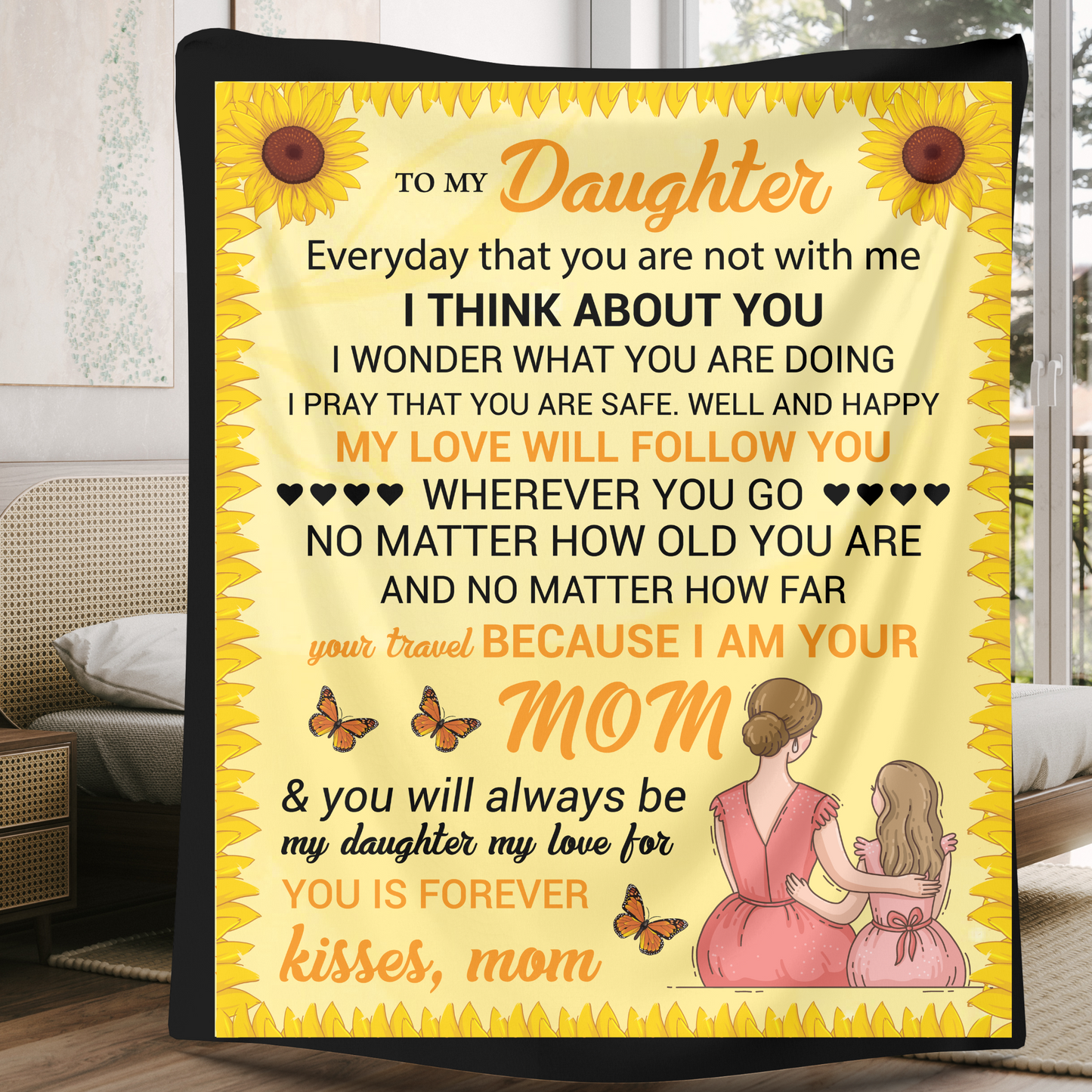 To My Daughter Yellow Sunflower Blanket