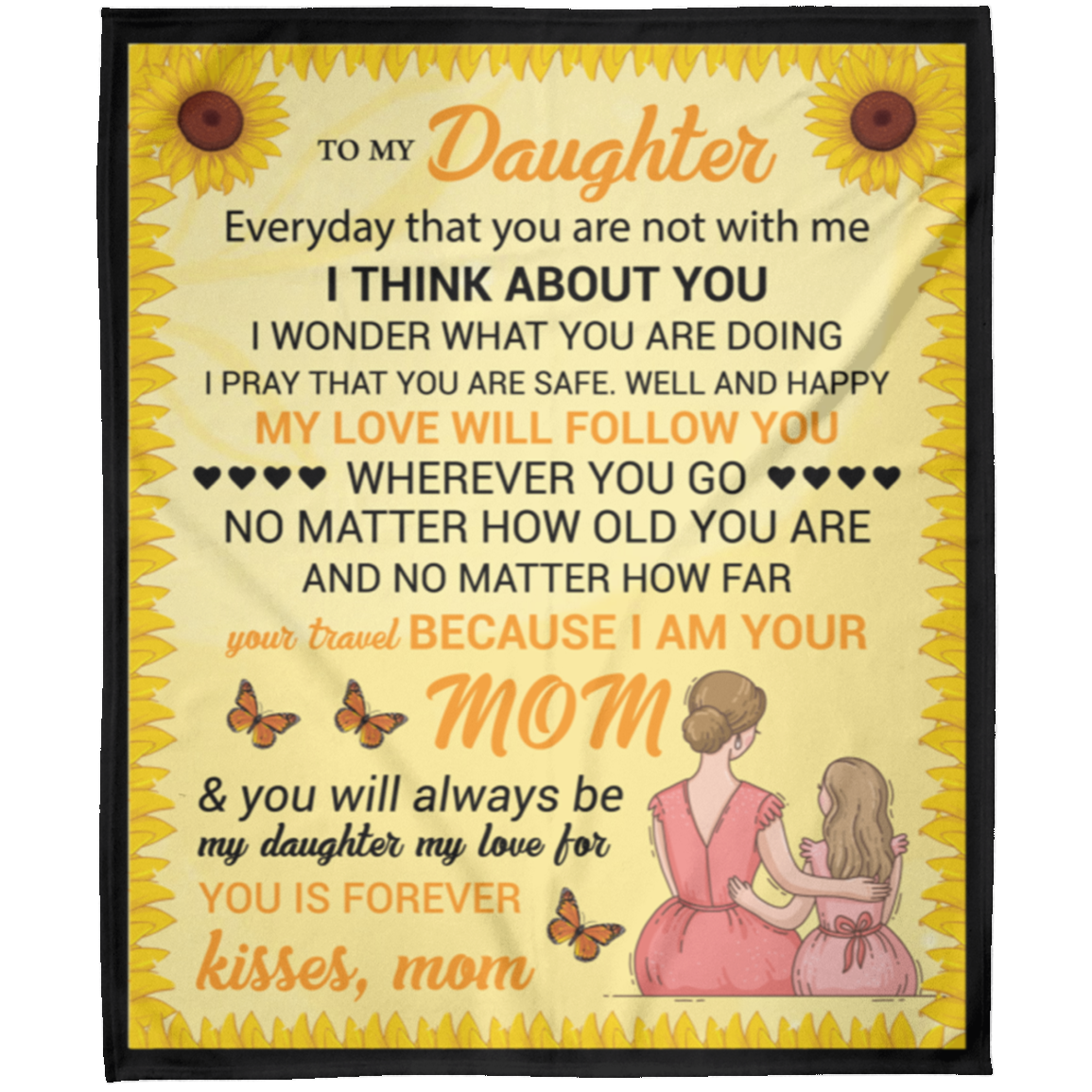 To My Daughter Yellow Sunflower Blanket