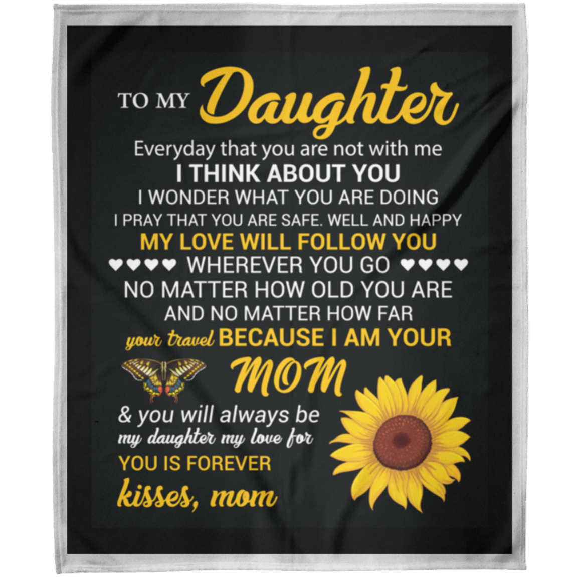 To my daughter from mom black sunflower