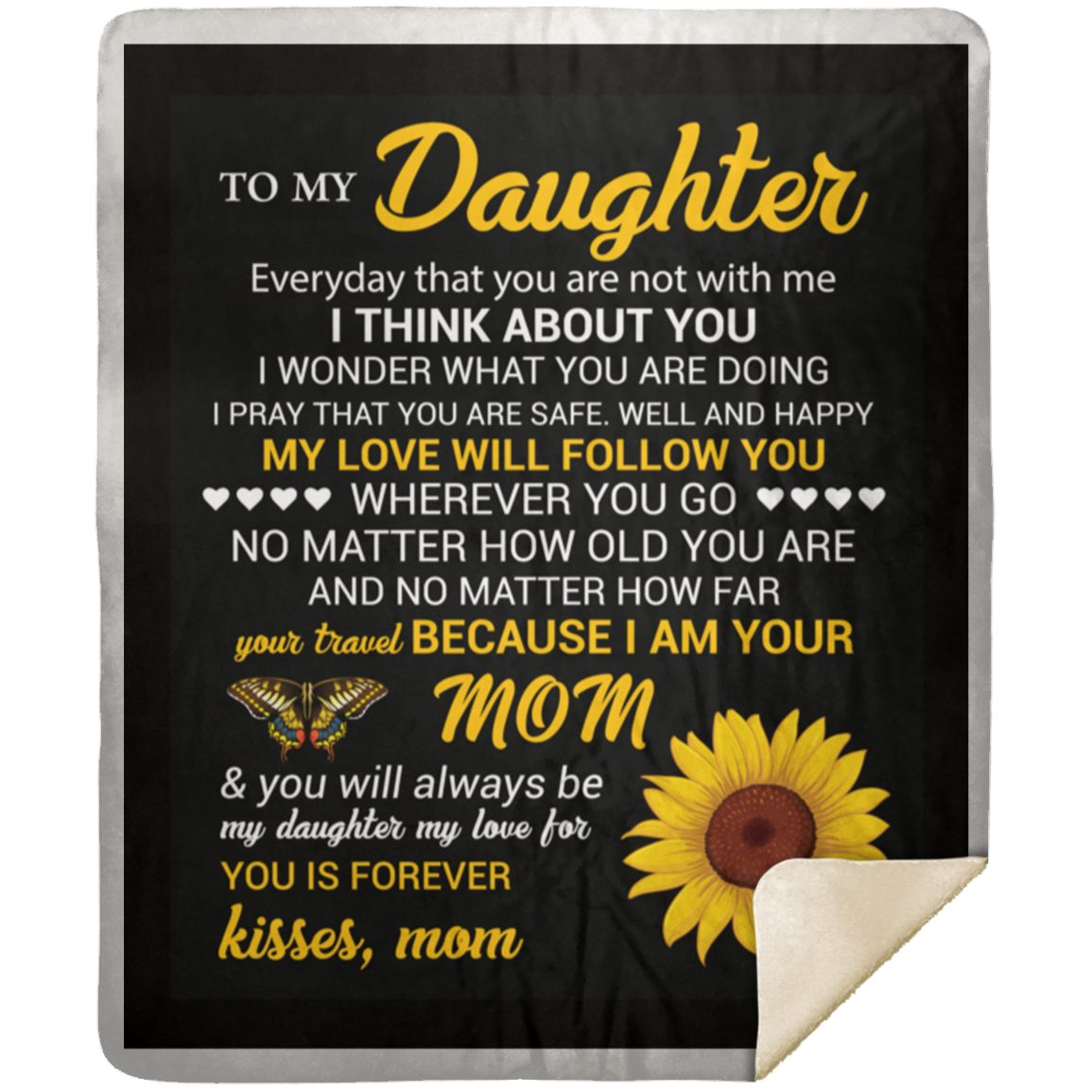 To my daughter from mom black sunflower