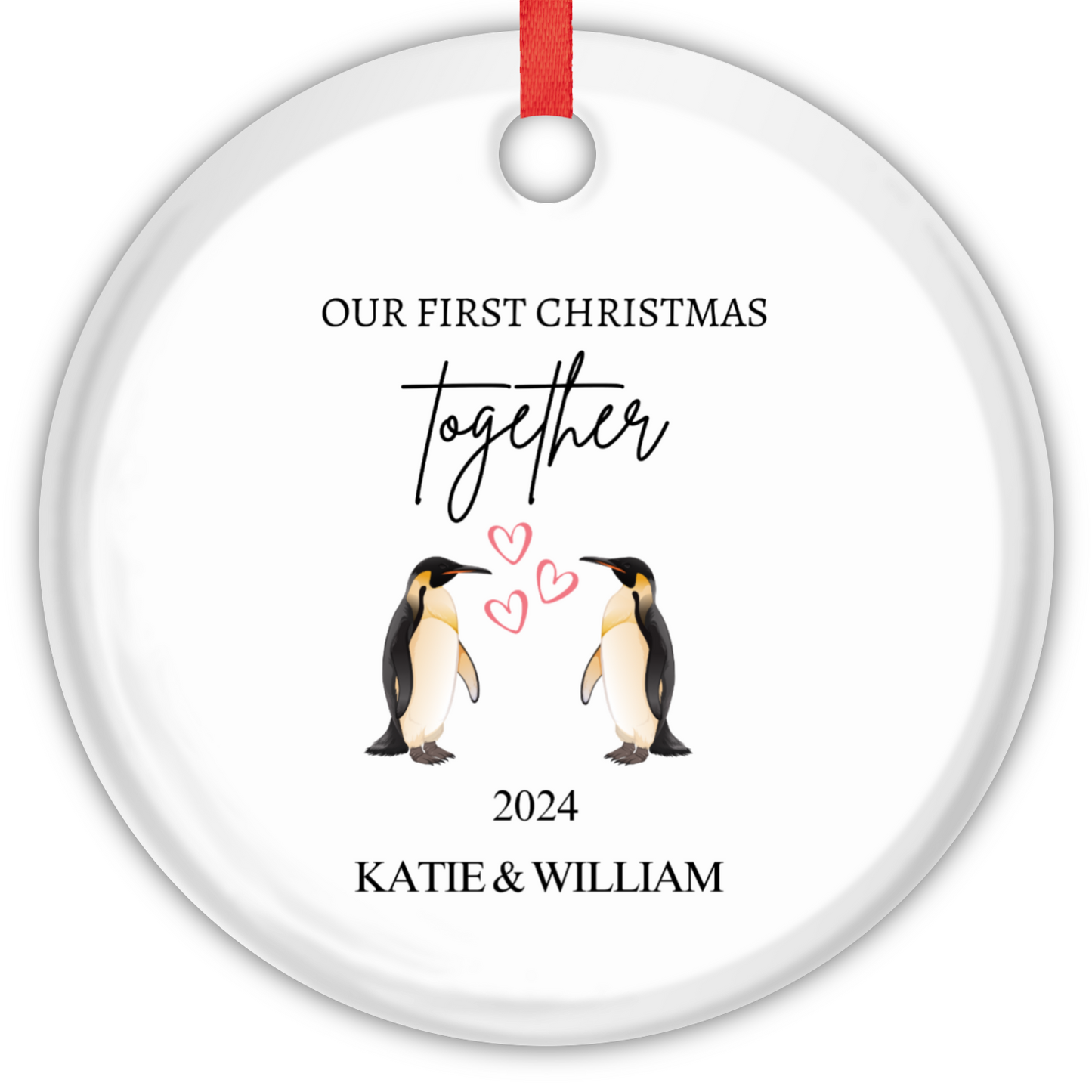 Our First Christmas Together Round Ornament With Gift Box