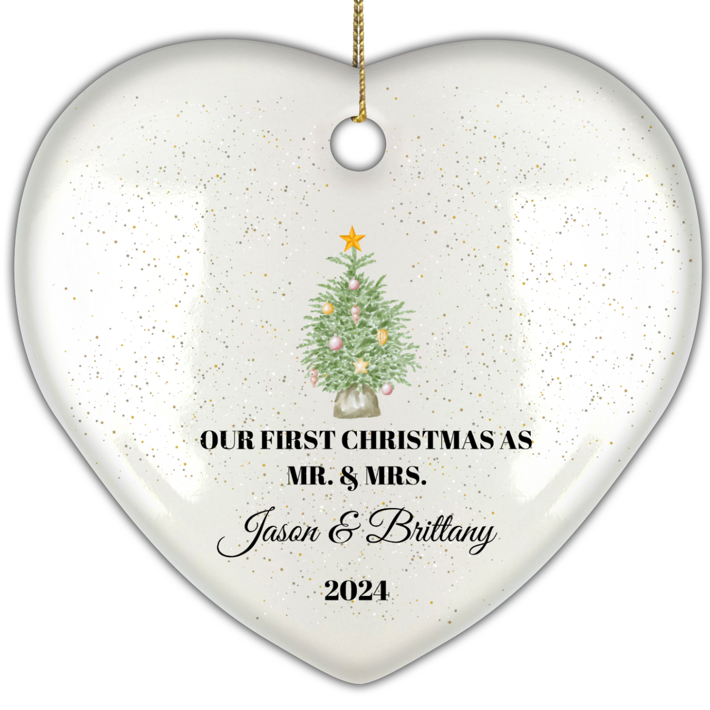 Our 1st Christmas As Mr. & Mrs. Ceramic Heart Hanging Ornament With Gift Box