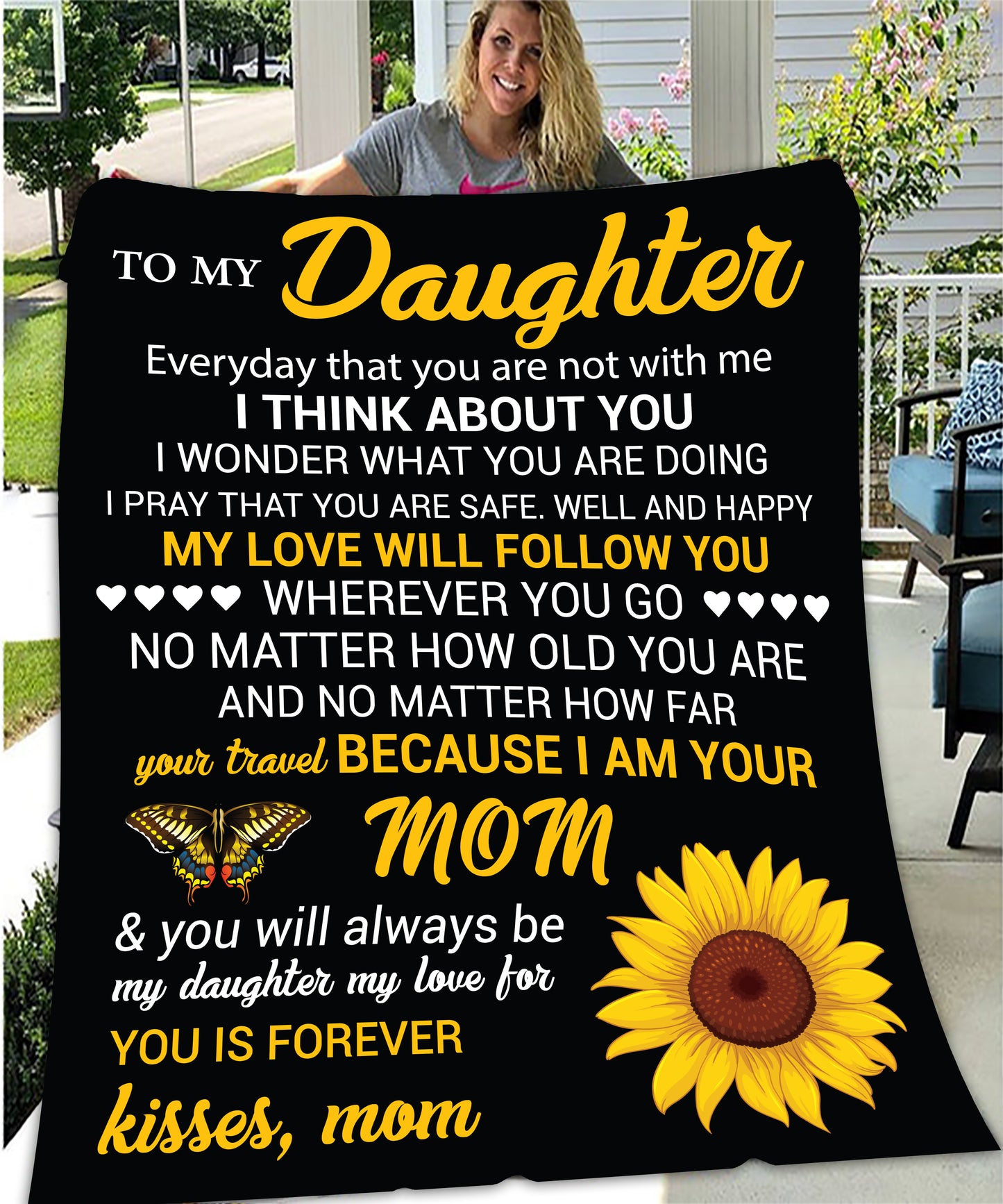 To my daughter from mom black sunflower