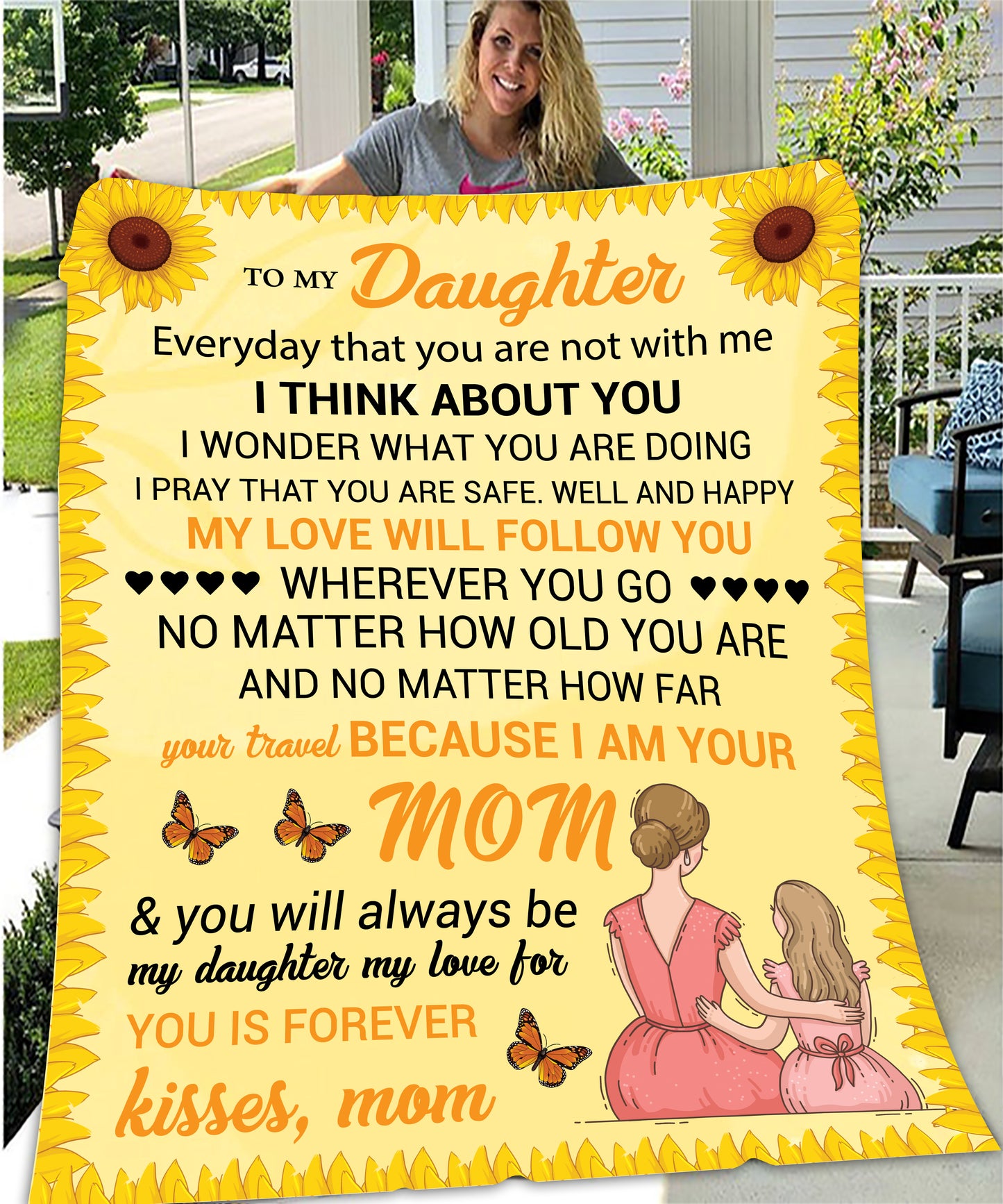 To My Daughter Yellow Sunflower Blanket