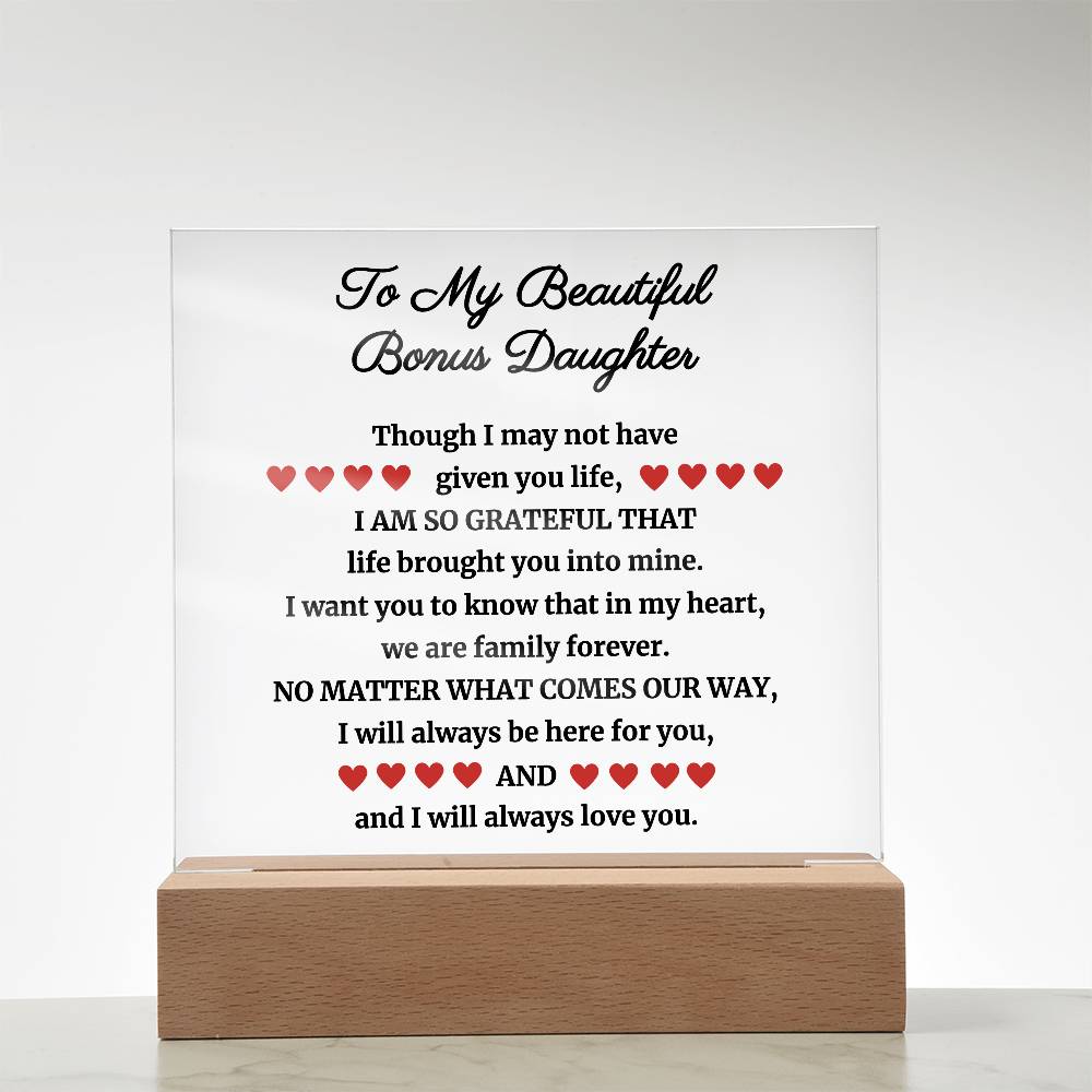 To My Beautiful Bonus Daughter