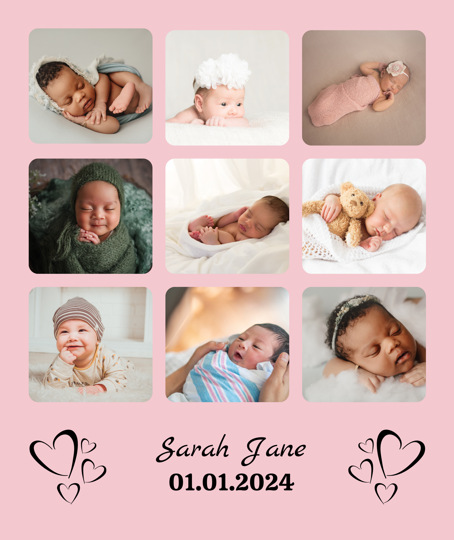 Personalized 9 Photo Memory Blanket With Text -  Premium Fluffy Sherpa Back