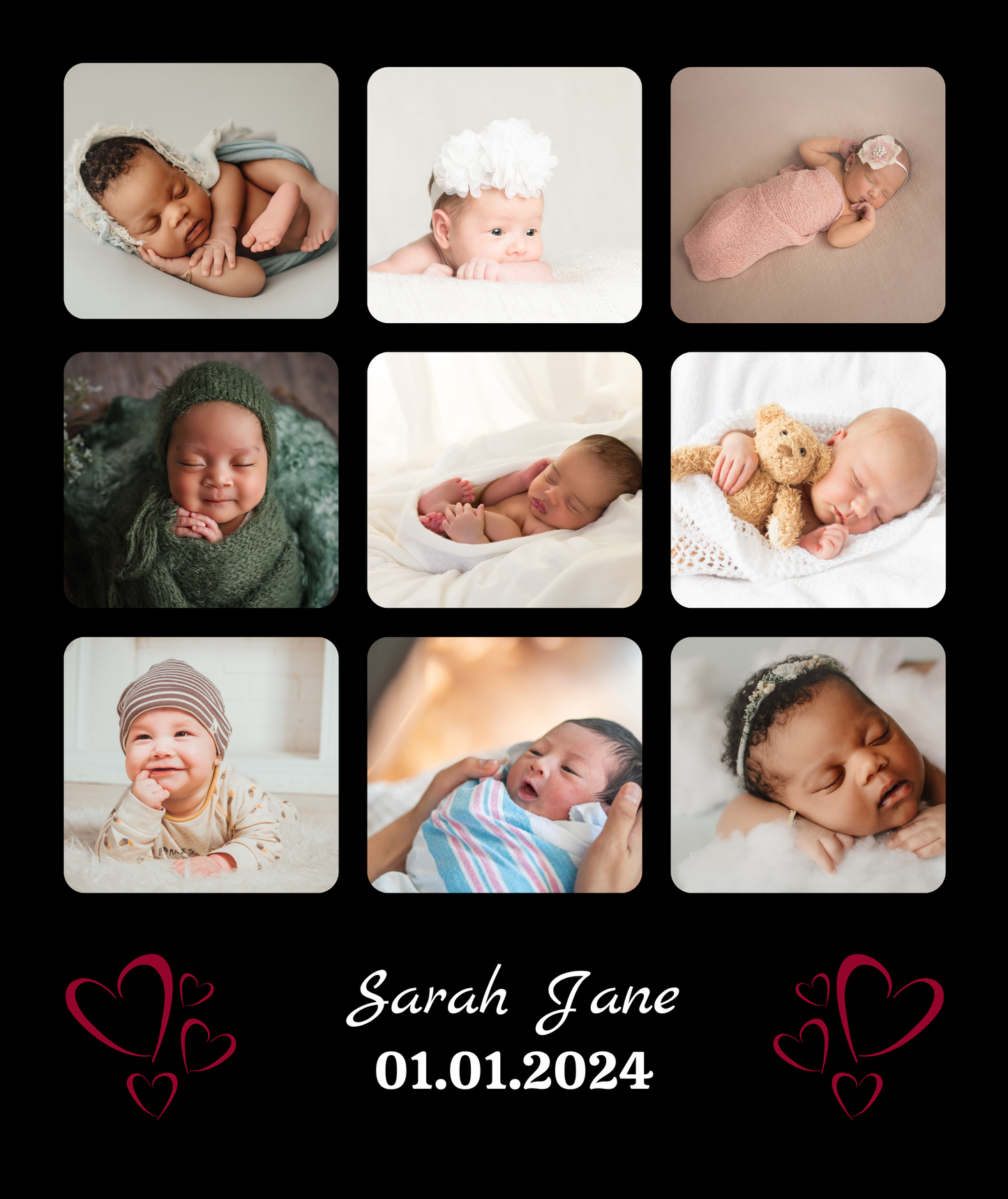 Personalized 9 Photo Memory Blanket With Text -  Premium Fluffy Sherpa Back