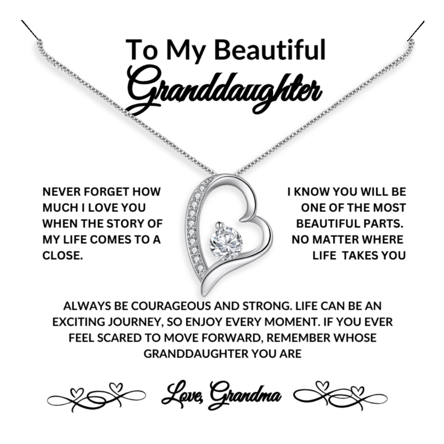 To My Beautiful Granddaughter....Love Grandma Necklace