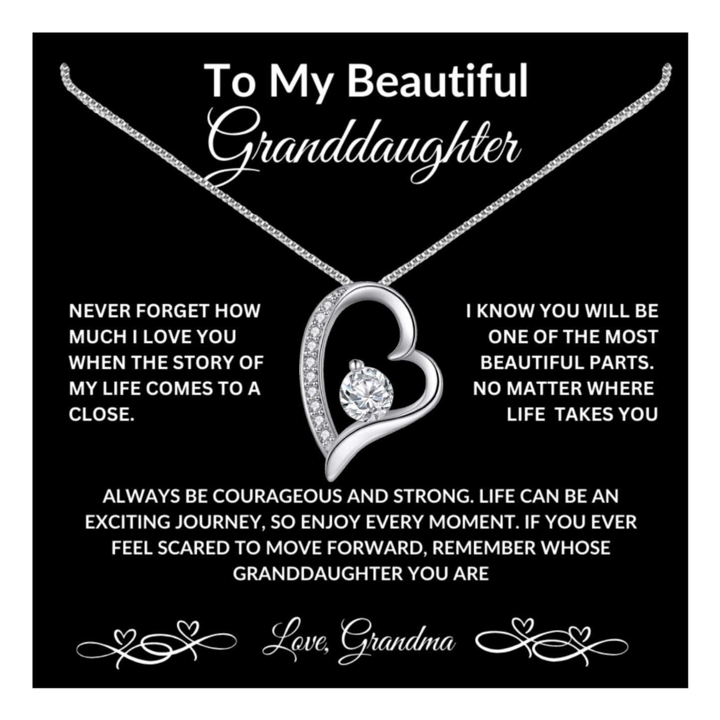 To My Beautiful Granddaughter... Love Grandma Necklace