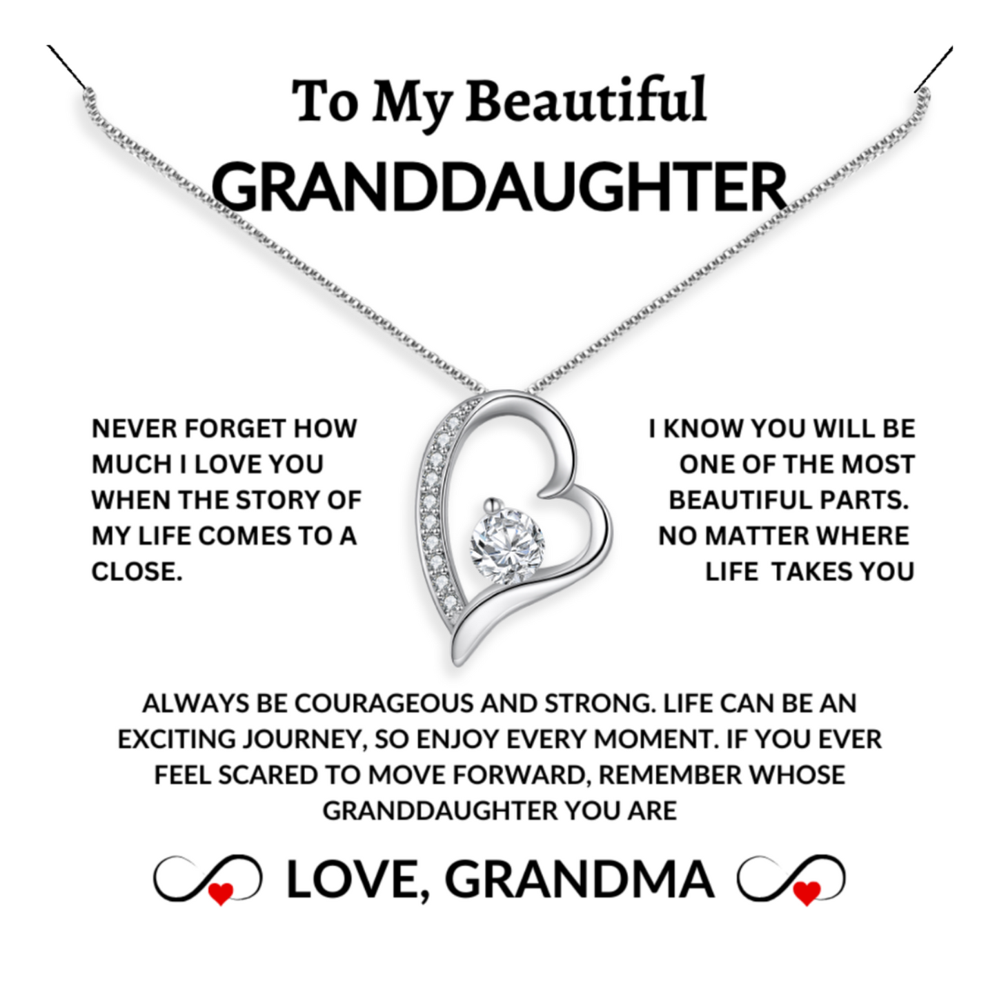 To My Beautiful Granddaughter.... Love Grandma Necklace