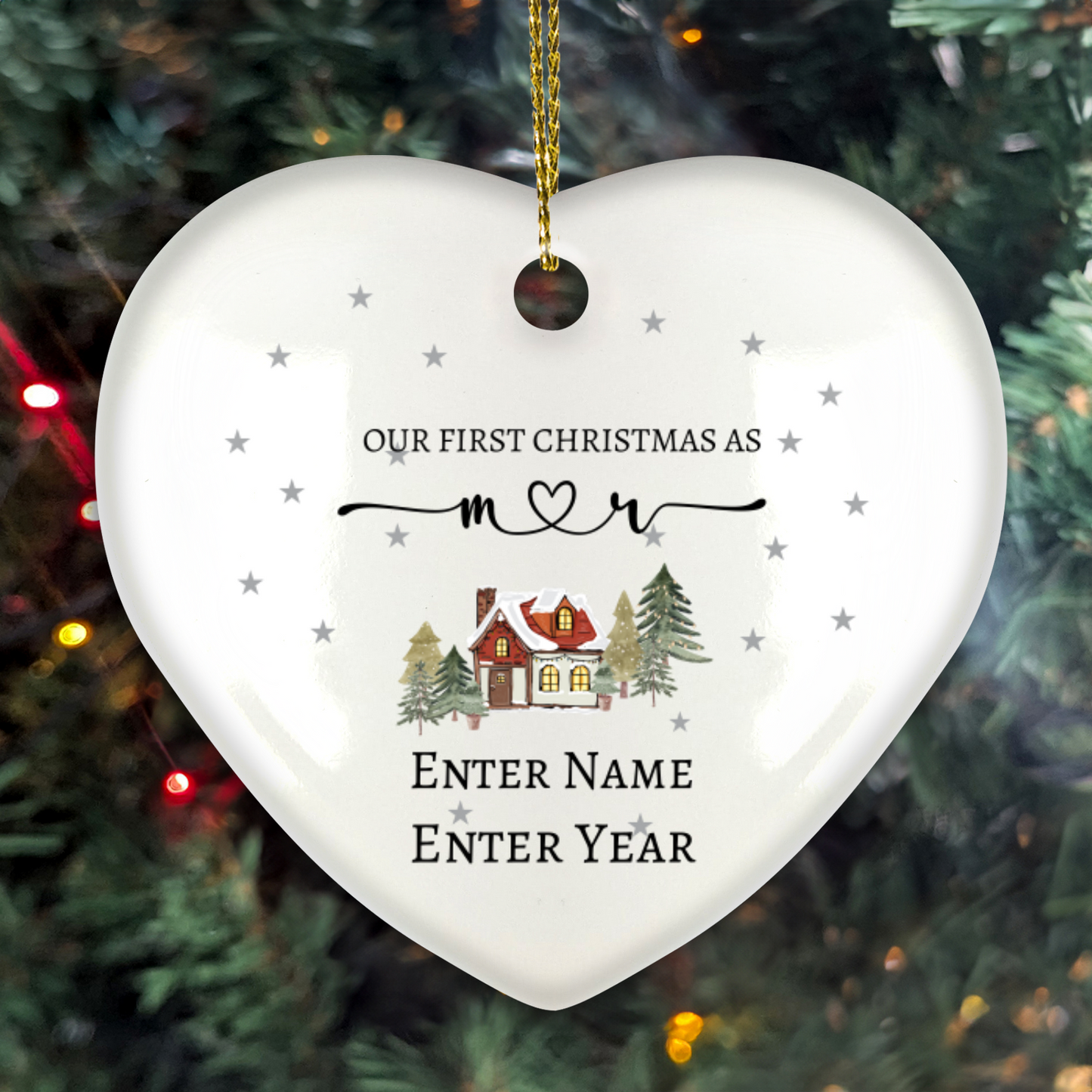 Our First Christmas As Mr. & Mrs. Heart Hanging Ornament With Gift Box