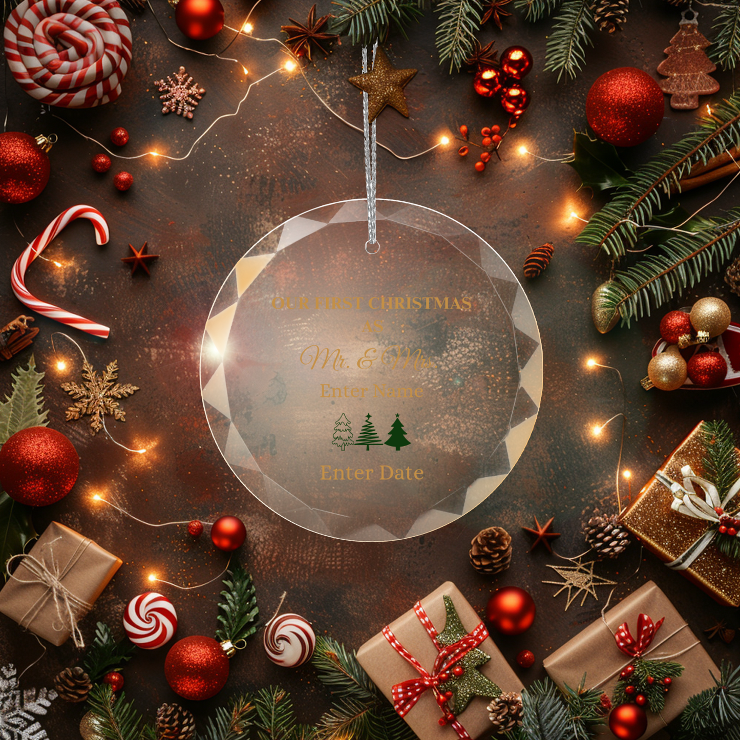 Our 1st Christmas As Mr. & Mrs. Glass Premium Ornament With Gift Box